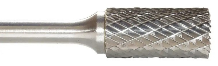 Lima rotativa de carburo, Cilíndrica tipo "B" con corte en la punta, Doble corte 1/8"