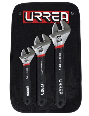Llave ajustable cromada, Urrea, 795G, set de 3pcs