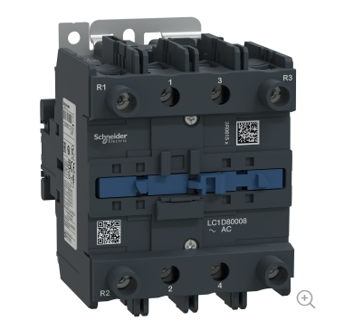 CONTACTOR 4 POLOS, SCHNEIDER, LC1D80008F7, 125 AMP,110V 2P+2R