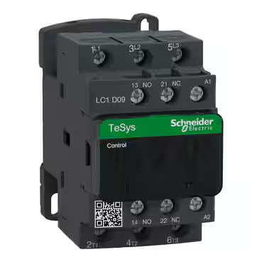CONTACTOR MAGNÉTICOTRIPOLAR CA TESYS D (INCLUYE 1 CONTACTO AUXILIAR NA Y UN NC) PARA 9 AMPS. CON BOBINA EN 220 VOLTS, Modelo/Model: LC1D09M7, Marca/Brand: SCHNEIDER