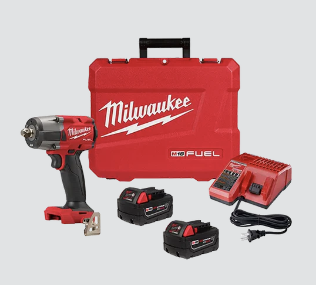 Pistola de impacto Milwaukee 1/2 cuadro M18 Fuel  (incluye 1 pistola de impacto, 2 baterías, 1 cargador, 1 maletín)