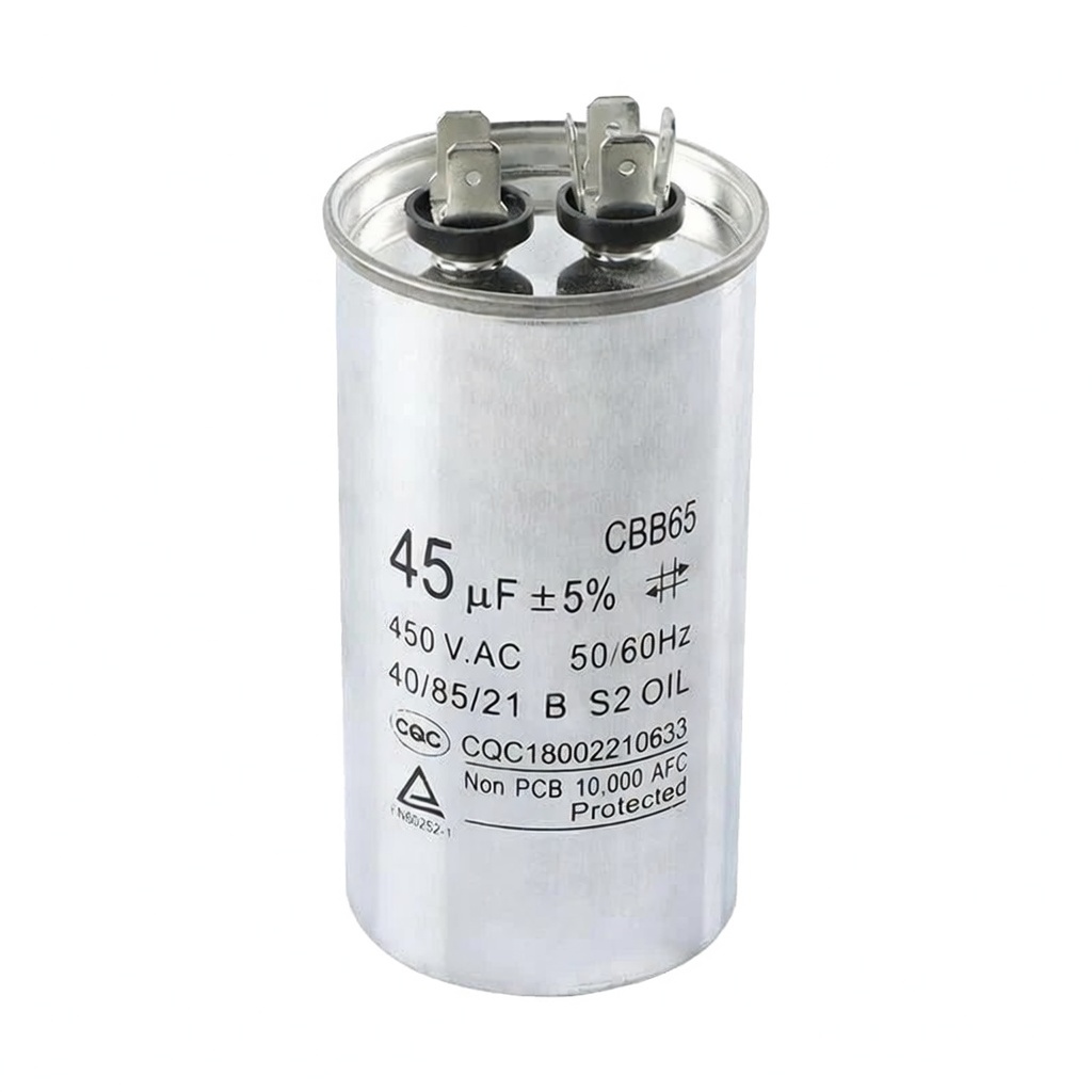 Capacitor CBB65 45uf, 450VAC, 50/60 HZ