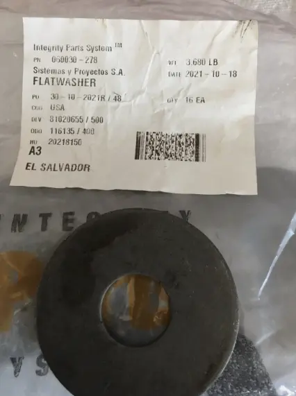  arandela plana Crown 060030-278  3mm de espesor x 75mm de diámetro exterior 