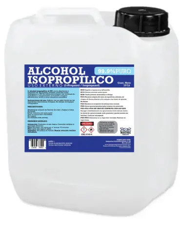 alcohol isopropílico litro 99.9 pureza garrafon de 10L