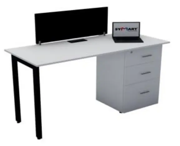 Escritorio Grapa con 3 cajones U 140, Medidas: 140cm (frente) x 60cm (fondo) x 75cm (alto), Symart OG-140U