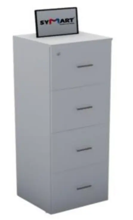 Archivero vertical con 4 gavetas, Medidas: 46cm (frente) x 44cm (fondo) x 125cm (alto), Symart, OAV-4G