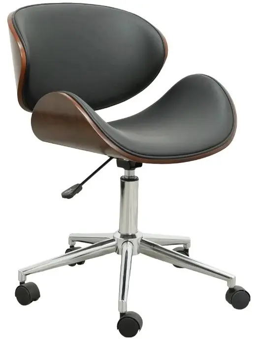 Silla ejecutiva ergonómica, ajustable, de Madera, tapicería de piel sintética, color negro, Fohfurniture