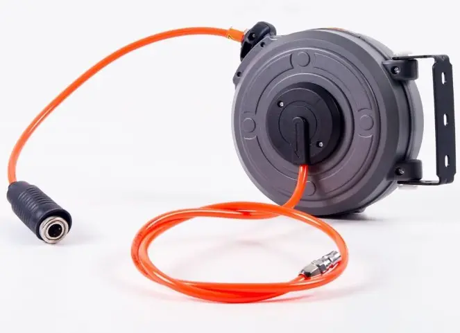 Carrete de manguera de aire, neumático montado en la pared, organizador compacto de herramientas de rebobinado automático, T.One, 6 mts de largo