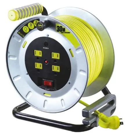 Extensión Con Multicontactos 30m, 4 Sockets, Marca Luceco, Modelo LUC-OTMM301114G4SLMX, Color Verde Lima