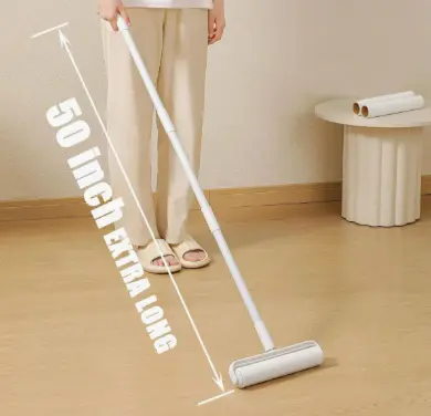  Rodillo De Pelusa Grande Con 2 Recambios Para Suelos Blanco 24 cm.