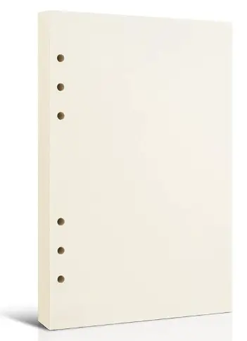 Papel recargable A5, papel de repuesto en blanco A5, recambio de carpeta A5 para carpetas de 6 anillas, planificador de viajero, cuaderno de productos lácteos, inserto de papel de relleno, 80 hojas.