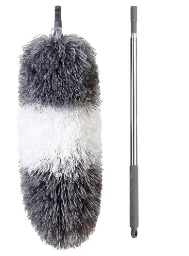 Timotech Plumero de Limpieza Telescópico de Microfibra, Plumero para Polvo Extensible hasta 254 cm, Resistente a los Arañazos, Barra de Acero Inoxidable, Cabezal Flexible Desmontable y Lavable.