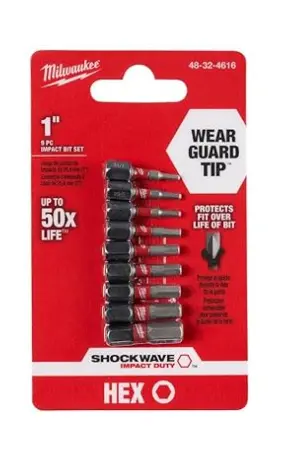 Juego de brocas de inserción, Marca Milwaukee 9 unidades,  Modelo: 48-32-4616.