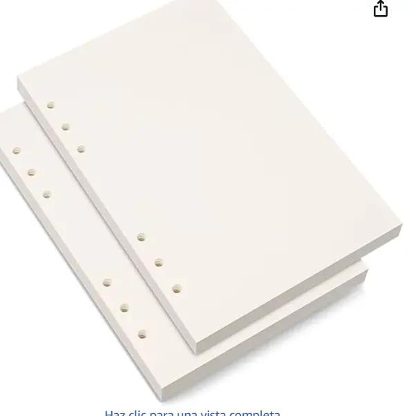 Papel de repuesto en blanco A5, papel de hojas sueltas perforadas de 6 agujeros para planificador A5, notas, 80 hojas/160 páginas, 5.6 x 8.3 pulgadas, beige, paquete de 2.