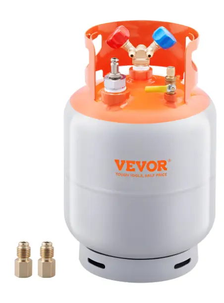 Tanque Cilíndrico Para Recuperación De Refrigerante, Marca VEVOR, 30lb.