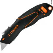 Navaja auto-retráctil de seguridad, Marca Truper, Cuchilla de cambio rápido.