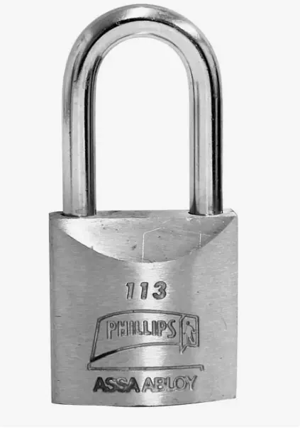 Candado Metálico, Marca Phillips 45mm Gancho Largo ,Color Gris.