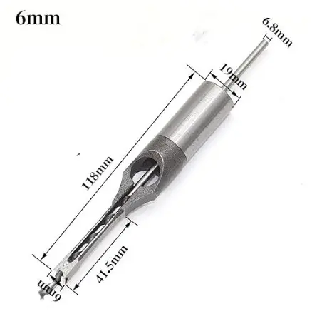 Brocas helicoidales HSS, juego de herramientas de perforación para carpintería, juego de taladro de cincel de mortajar de barrena cuadrada, sierra extendida de agujero cuadrado de 6,0mm ~ 16mm,6 mm