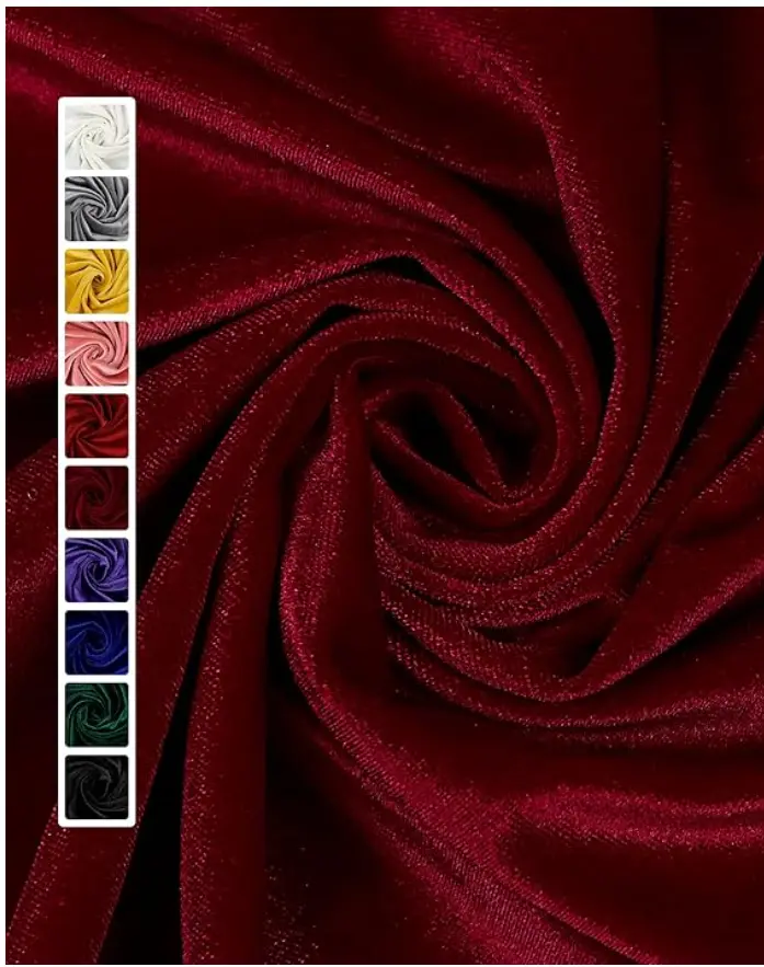 Tela de Terciopelo Elástico por Yarda: Vino, 63" de Ancho, 2 Yardas, 95% Poliéster, 5% Spandex, Tela de Terciopelo para Costura DIY, Tapicería, Ropa. 
