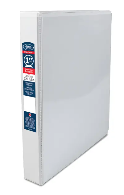 Carpeta Brillante, Marca Wilson Jones, 1 Pulgada, Arillo O-220 Hojas, Color Blanco.