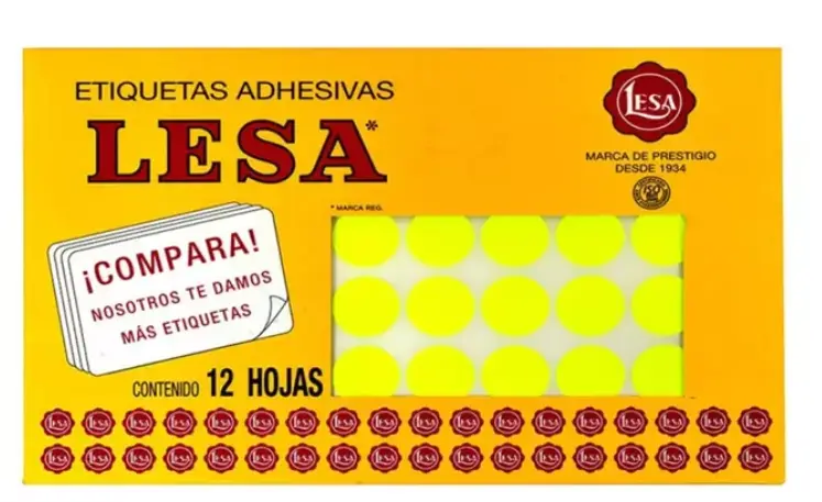 ETIQUETA, Marca Lesa, #9 20 mm AMARILLA 12 HOJAS CON 60 - 2-509AM