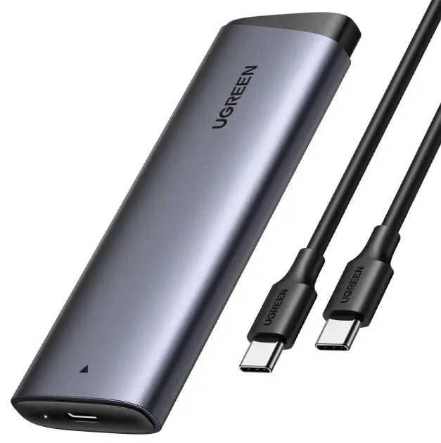 Carcasa M.2 NVMe SSD, UGREEN, 35267, Caja Disco Duro 10Gbps USB 3.2 Gen 2 NVME PCIE M-Key/B&M Key UASP Trim Compatible con SSD NVME 2230/2242/2260/2280 con Cable USB C 30cm