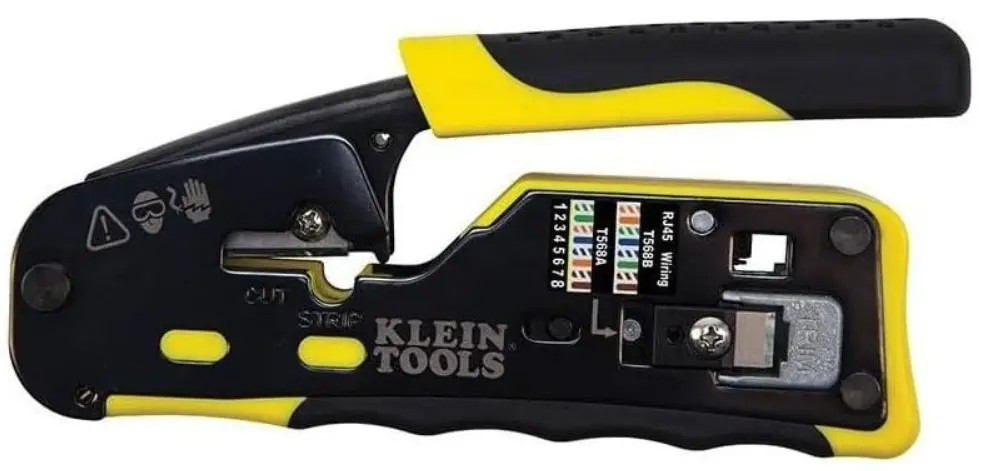 Crimpadora de cables de datos modulares de carraca, Klein Tools, VDV226-110, cortador de cables para conectores RJ11/RJ12 estándar, RJ45 de paso