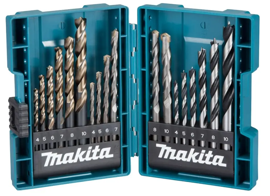 Juego de Broca para Metal, Makita B49432, Madera, Concreto, Estuche Metálico Industrial, 18 Piezas