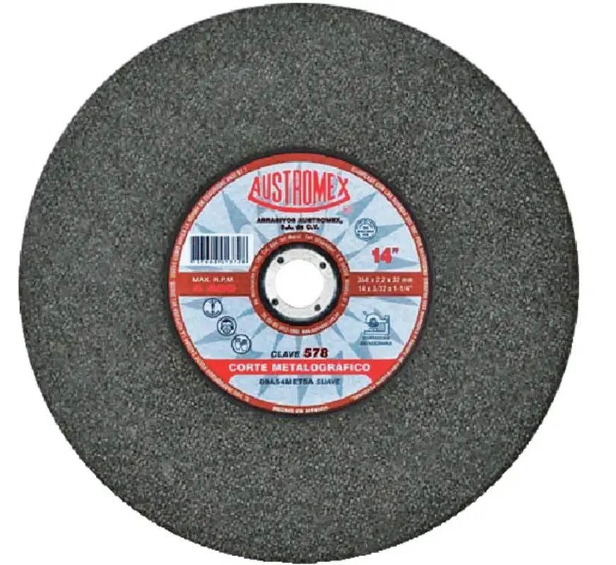 Disco para Corte de Metalografía de 14"x3/32"x1-1/4", AUSTROMEX, 578