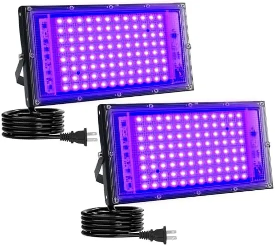 Paquete De 2 Luces Uv Negras 100 W Impermeables Ip65
