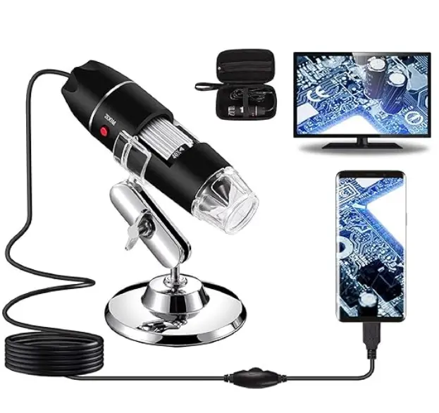 Microscopio Digital USB, Bysameyee, 40x-1000x Con Luz LED Ajustable.