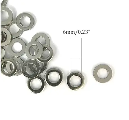 Arandela plana M6, acero inoxidable 304, diámetro interior de 6 mm, diámetro exterior de 12 mm, grosor de 1,5 mm, acabado liso, para tornillo y tornillo (paquete de 200).