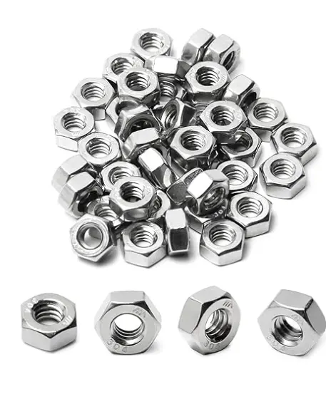 Tuercas hexagonales M6, acero inoxidable 304, accionamiento hexagonal, tuercas métricas M6x1, tuerca de repuesto, mano derecha, tuerca hexagonal M6-1 mm, 50 piezas.