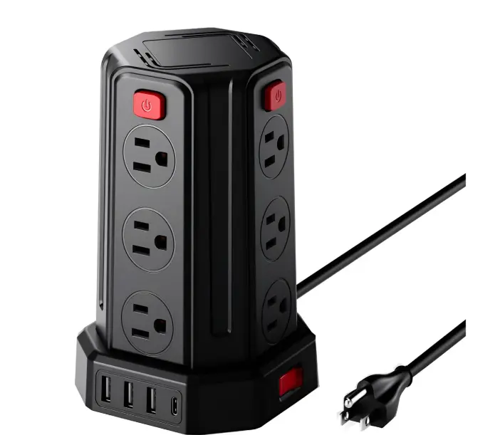 Multicontacto Torre Con 12 Salidas,3 Usb Y 1 Tipo C Carga 3m