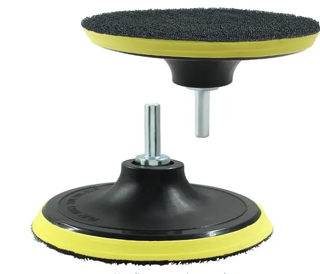 Paquete de 2 almohadillas de respaldo de gancho y bucle de 5 pulgadas con adaptador de taladro de rosca M10, placa de respaldo para lijadora orbital de coche, almohadilla de esponja de lana