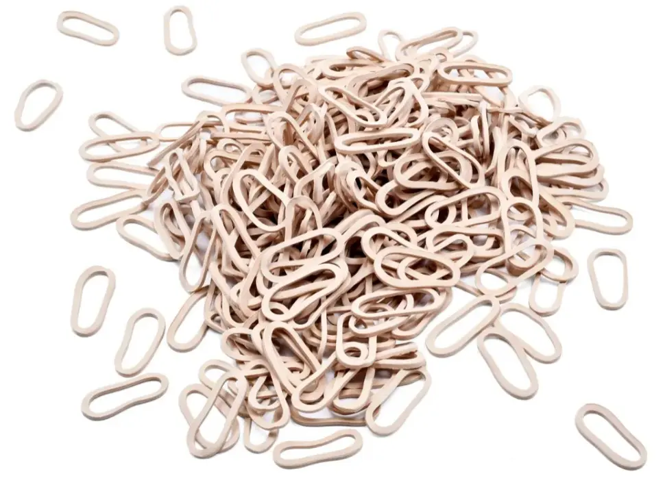 Liga elástica #10, caja con 100 gms, color natural