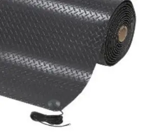 Rollo Antiestático Antifatiga. Rollo de vinyl con acabado diamantado antiderrapante y base de esponja de hule. COLOR- NEGRO SOLIDO Resistencia la superficie: 1×106 Ohms ~ 1×109 Ohms