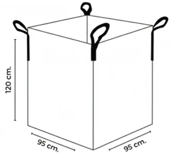 SUPERSACOS 1 TON, MEDIDAS: 92X92X120 CMS. ABIERTO (PARTE SUPERIOR), CON FONDO PLANO (PARTE INFERIOR)