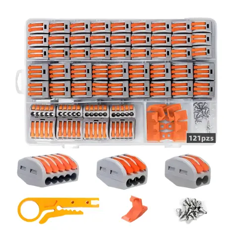 [230220260153] Conectores De Cable Compactos Bloques Eléctricos Empalme Naranja, 121 PZ
