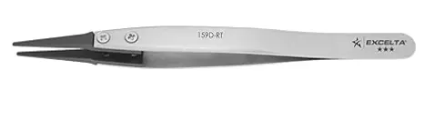 Excelta Replaceable Tip Tweezers, Straight Tweezers, Carbon Fiber Tips, Three Star, 0.06" Height, 0.368" Wide, 1.5" Length