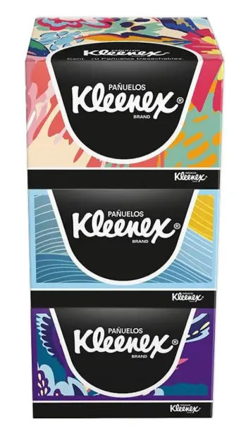 Cajas de Pañuelos Kleenex Boutique, Pack x3 70u c/u.
