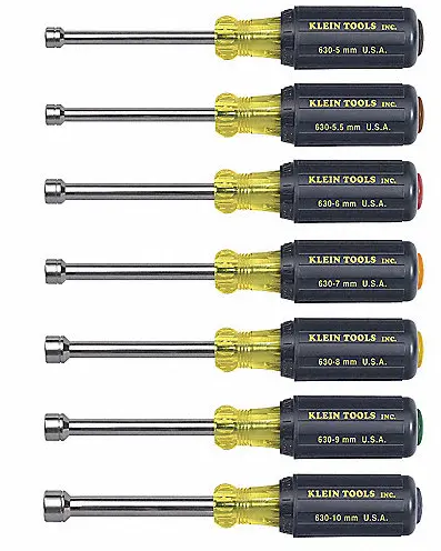 Juego de Desarmadores de Caja , KLEIN TOOLS,  Amarillo con Agarre Negro , Tamaño Hexagonal del Desarmador de Caja 5.0 , 5.5 , 6.0 , 7.0 , 8.0 , 9.0 , 10.0mm