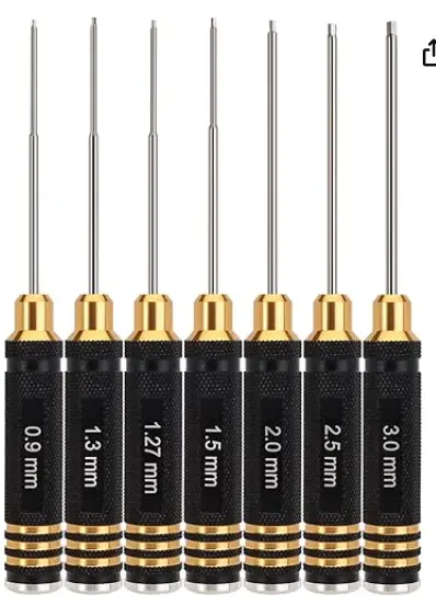 Juego de destornilladores INJORA hexagonales RC, kit de herramientas de reparación RC, juego de llaves Allen, 0.9, 1.27, 1.3, 1.5, 2.0, 2.5, 3.0 mm, llaves de destornillador hexagonal para coche