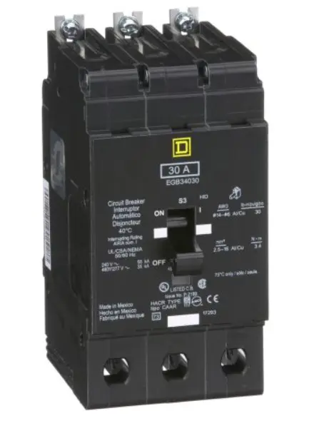 Interruptor atornillable Schneider Electric, marco E-3 polos, 30 A. EDB34030.