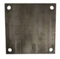 Placa de base cuadrada en ACERO AL NATURAL o DE ALTA RESISTENCIA, 8" x 8" con 1/4" de espesor / Agujeros de 3/8"