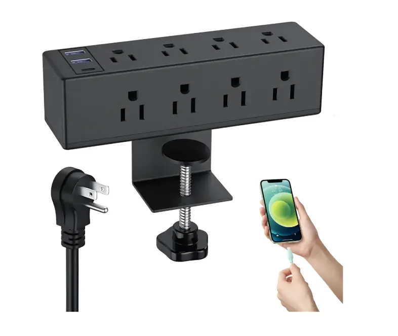  abrazadera de escritorio power strip con puerto usb 
