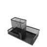 Organizador de escritorio 3 divisiones (para lapices, tarjetas y clips) , malla metal 18.6 cm (Al.), 9.3 cm (An.), 10.2 cm (Pr.). negro 
