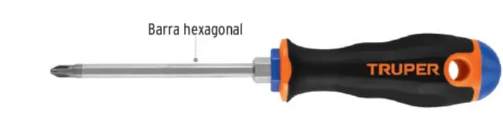 Desarmador De Cruz Truper, 3/16x 4 Mango Comfort Grip, 100836.