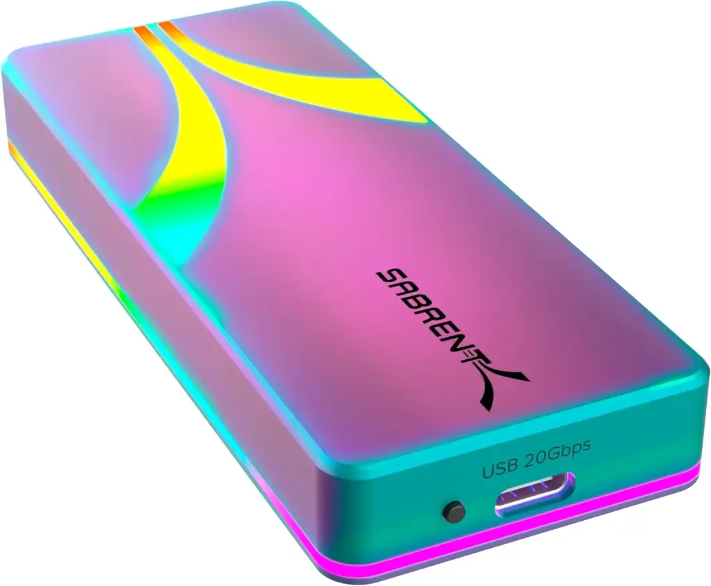 Gabinete, Sabrent, EC-RGBG, Rocket RGB M.2 SSD de 20Gbps