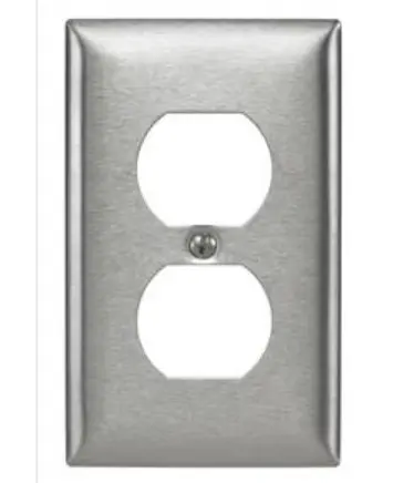 HUBBELL STAINLESS STEEL DUPLEX WALLPLATE, SS8